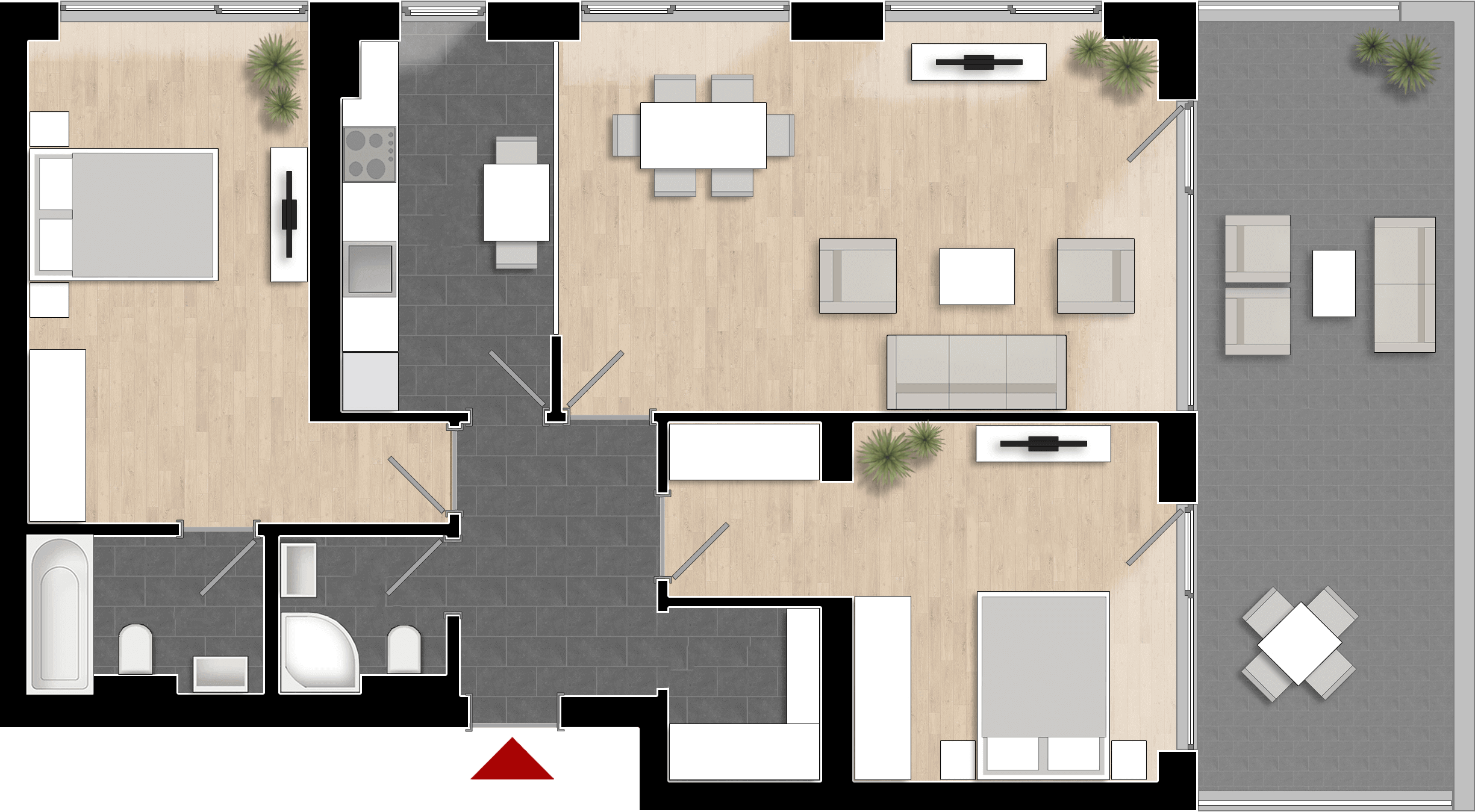  Apartament 906, Tip de apartament 3B cu 3 camere 