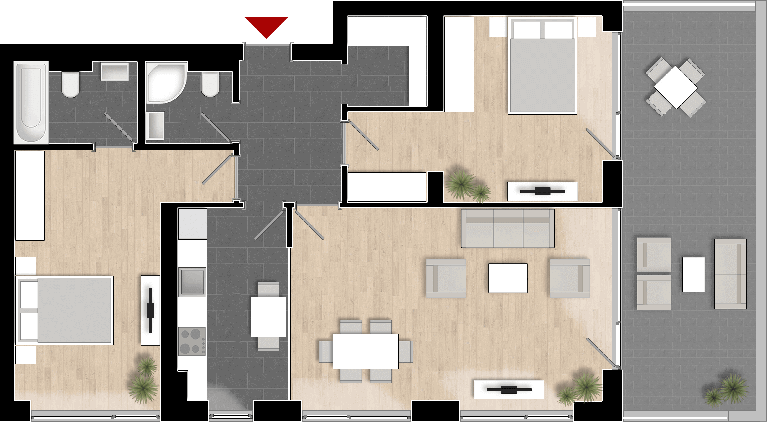  Apartament 907, Tip de apartament 3B cu 3 camere 