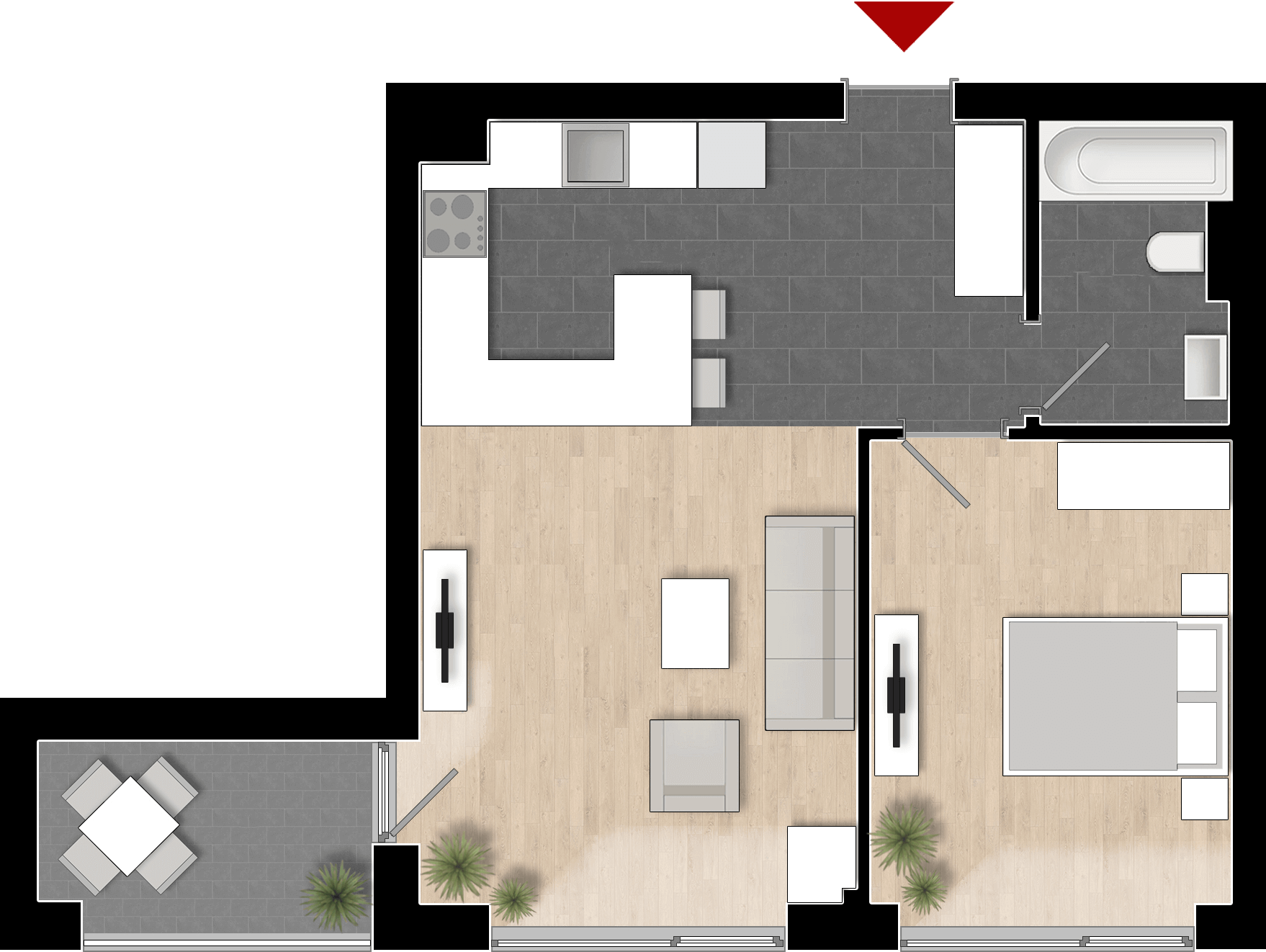  Apartament 908, Tip de apartament 1A cu 2 camere 