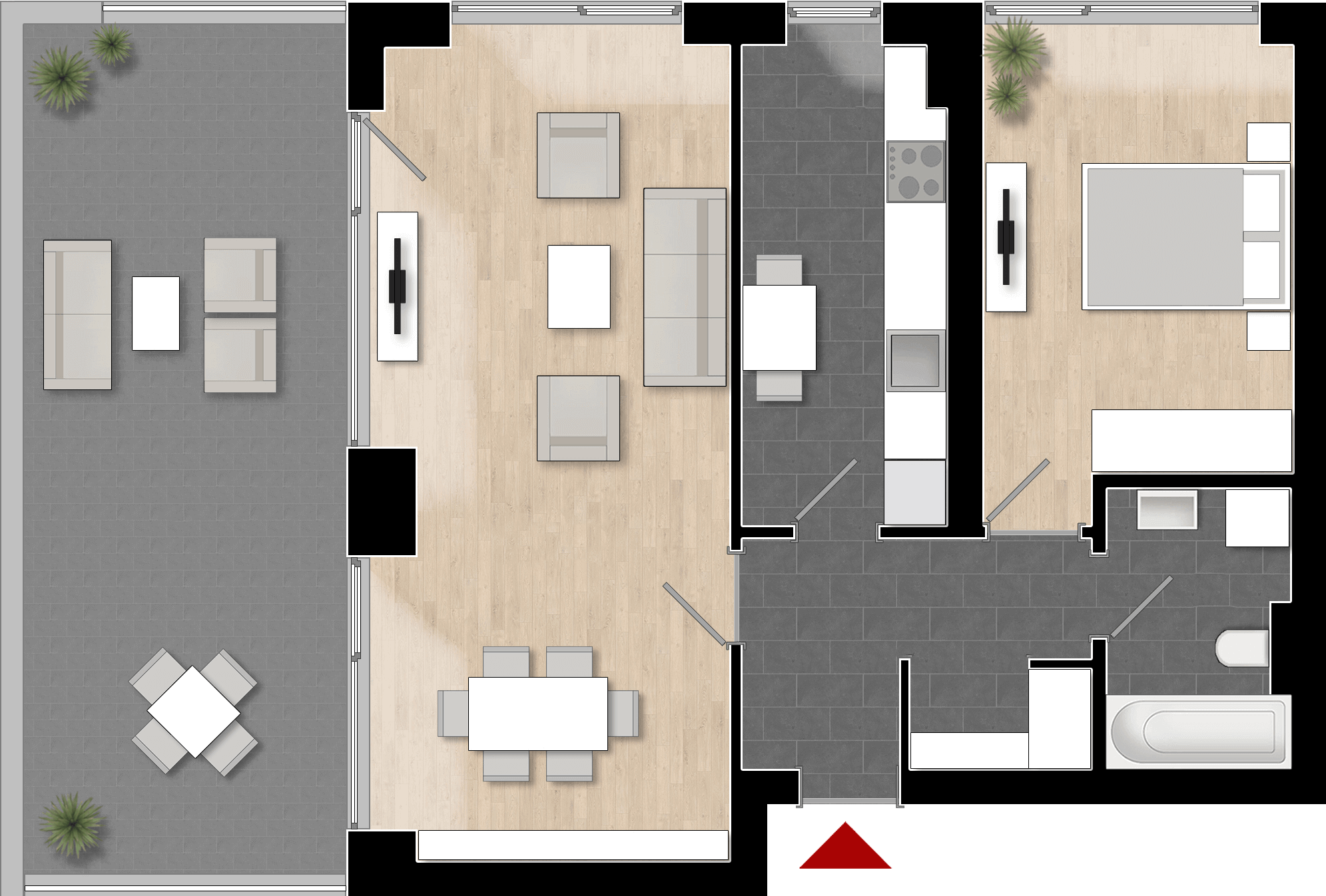  Apartament Tip 2C cu 2 camere 