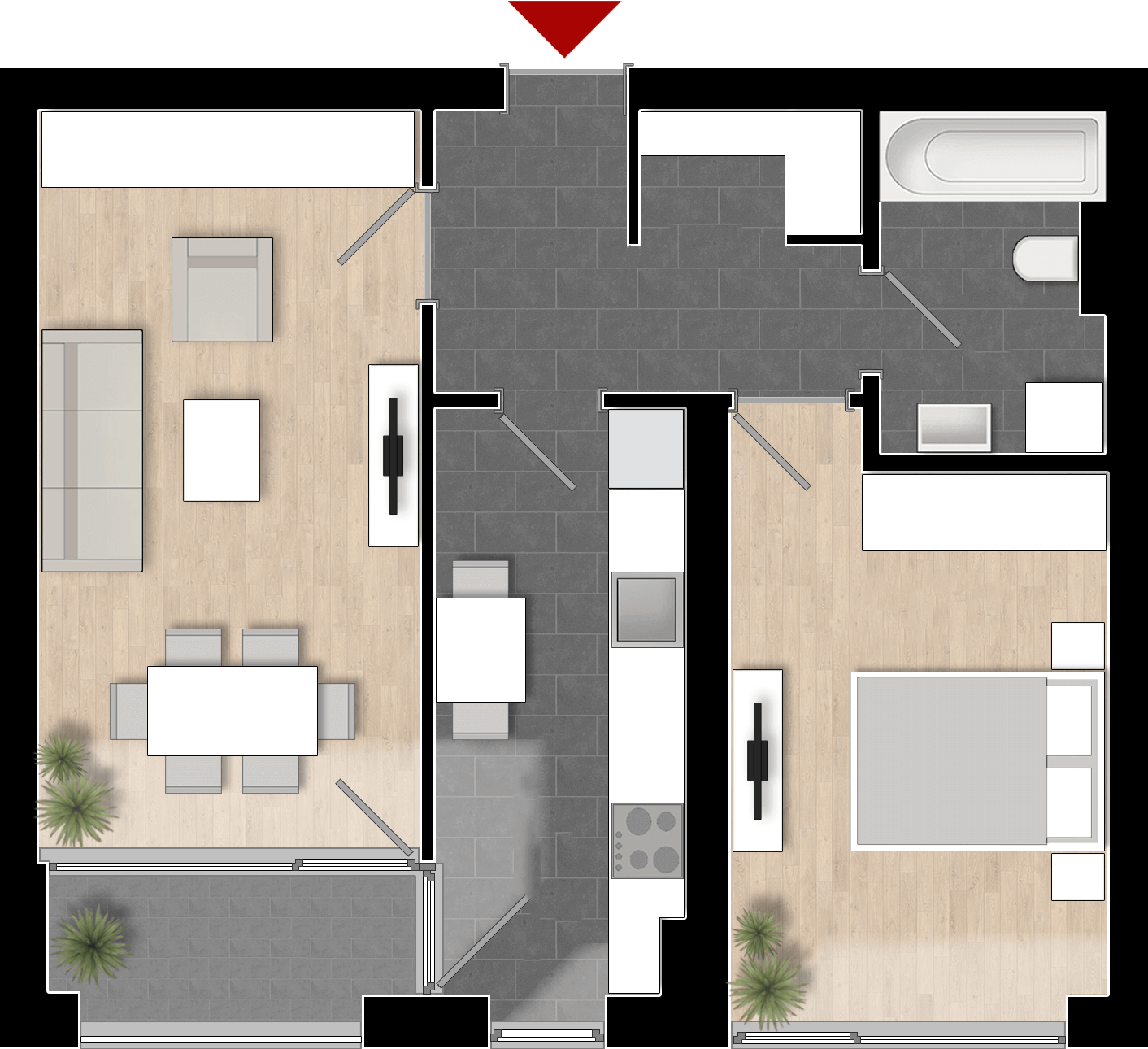  Apartament 202, Tip de apartament 2A cu 2 camere 
