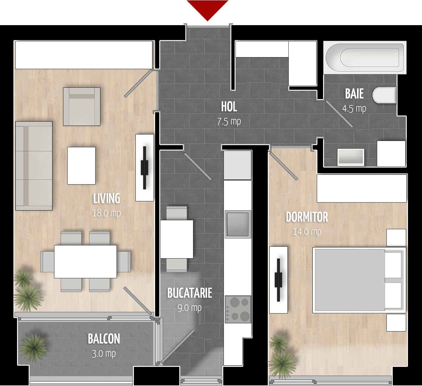  Apartament Tip 2A cu 2 camere 