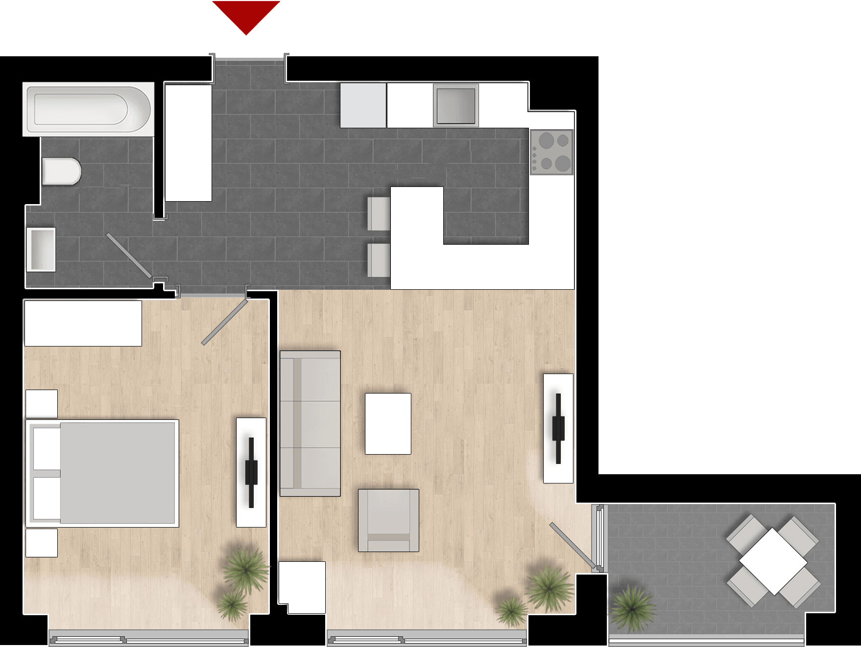  Apartament 401, Tip de apartament 1A cu 2 camere 