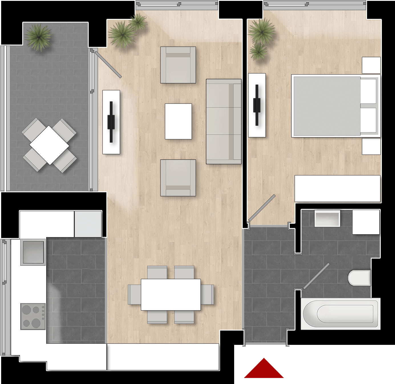  Apartament 404, Tip de apartament 2B cu 2 camere 