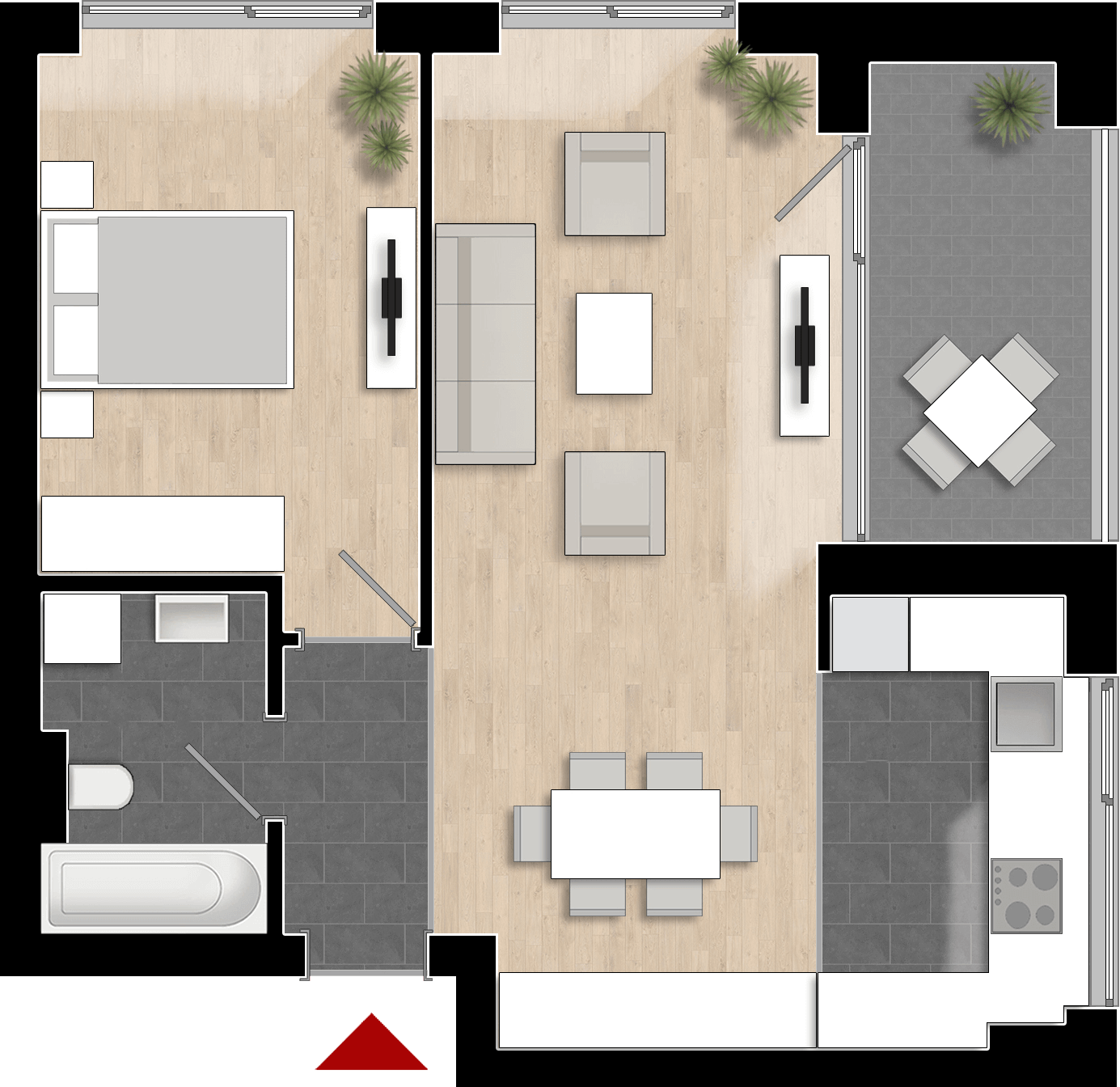  Apartament 409, Tip de apartament 2B cu 2 camere 