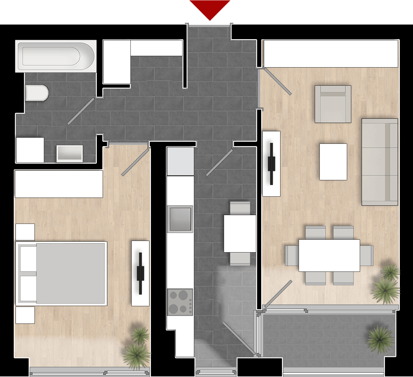  Apartament 511, Tip de apartament 2A cu 2 camere 