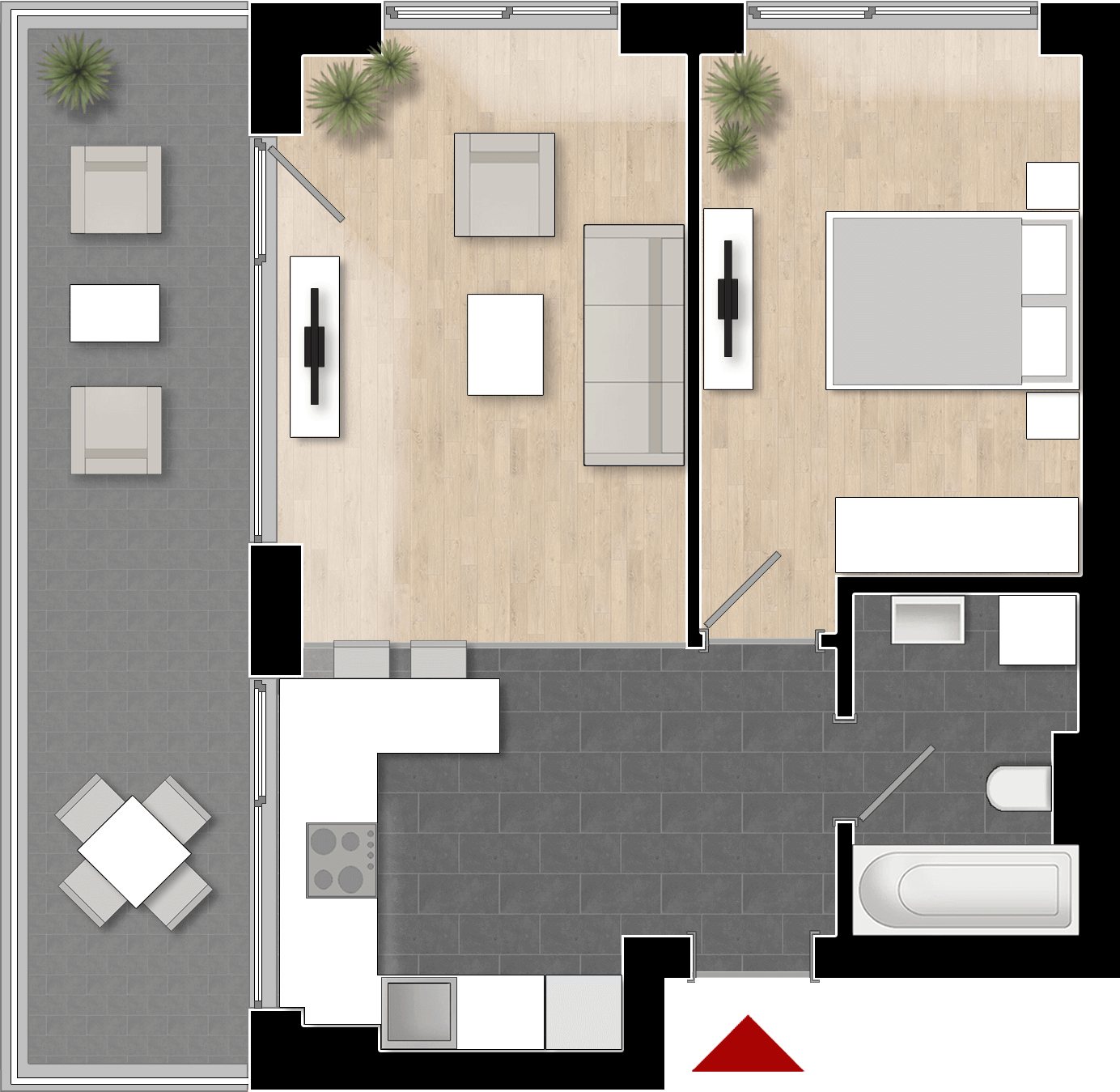  Apartament 804, Tip de apartament 1B cu 2 camere 