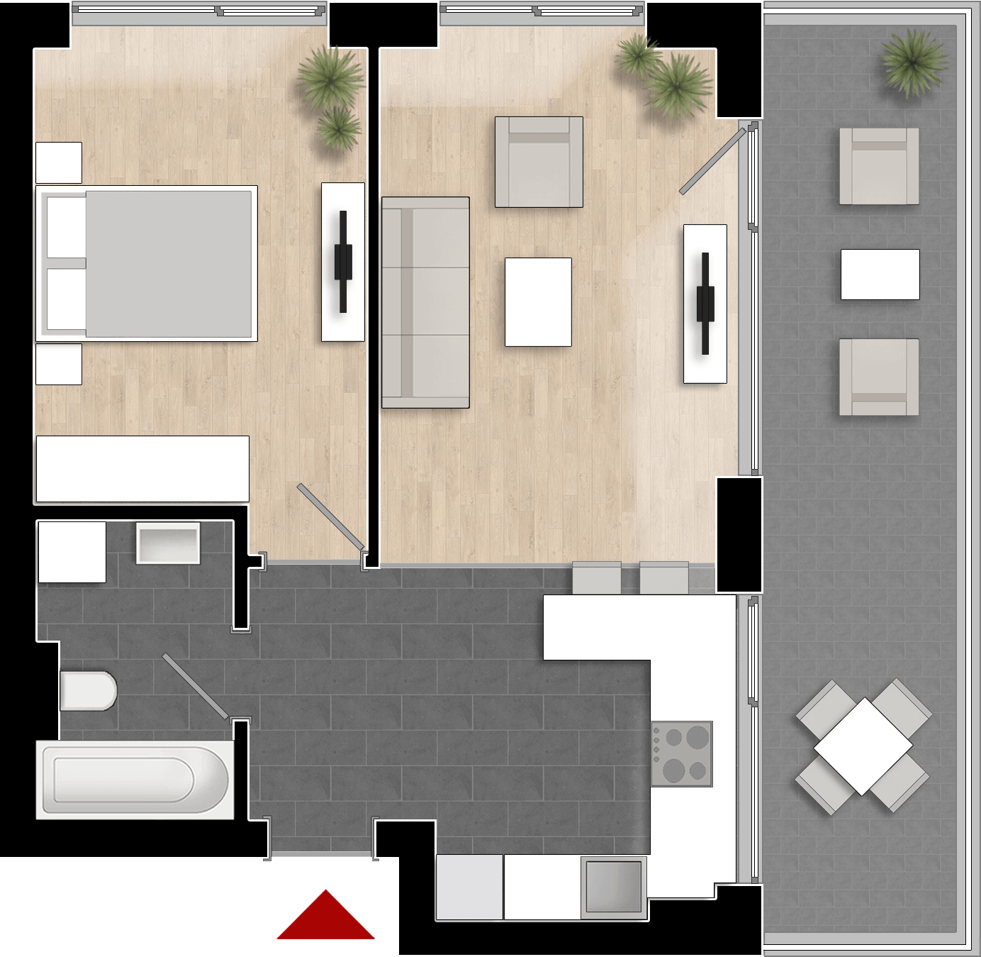  Apartament 809, Tip de apartament 1B cu 2 camere 